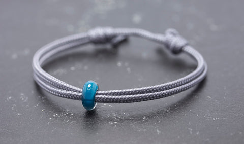 Armband Borosilikat Glasperle Vegan Unisex Segeltau verstellbar Freundschaftsarmband Stone blau